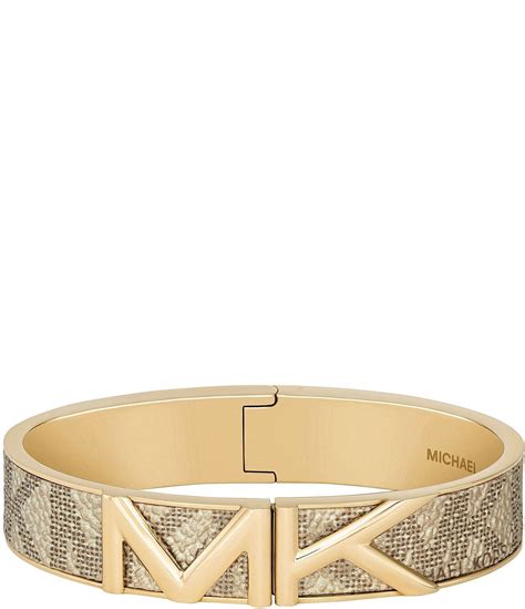 michael kors mott gold-tone logo bangle - brown - bracelets|Mott Gold.